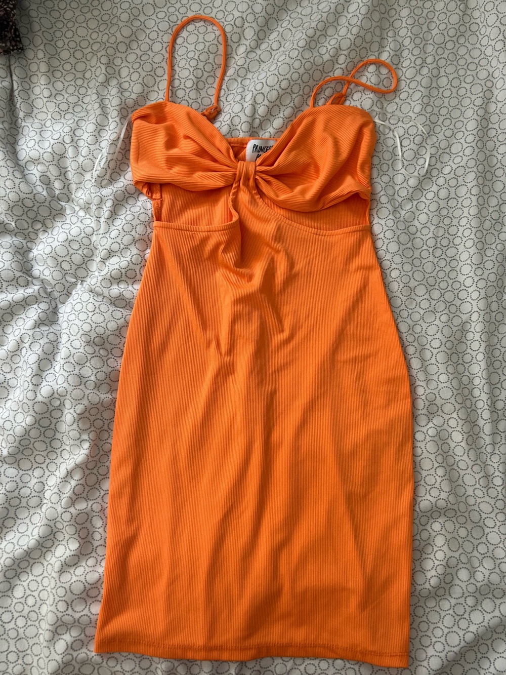 Princess Polly Orange Ribbed Knot-Front Bodycon Dress